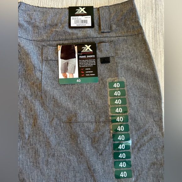 NWT ZeroXposur Sz 40 Slate Gray Stretch Travel Shorts - Flat Front - Zip Pocket - Picture 5 of 15